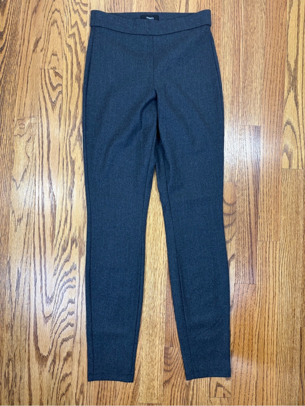 Theory Charcoal Stretch Flannel Wool High Waist Leggings Pants Size P Petite XS